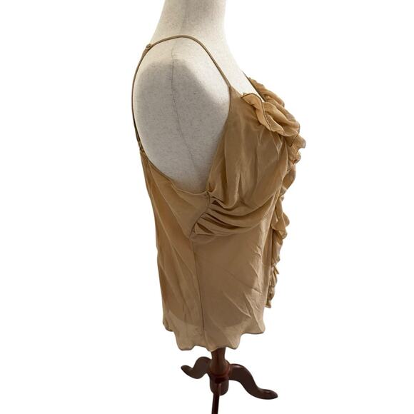 H&M Ruffle Front Beige Chiffon Cami Top 16 Romantic Y2K Fairy Grunge Boho Indie - Picture 3 of 6